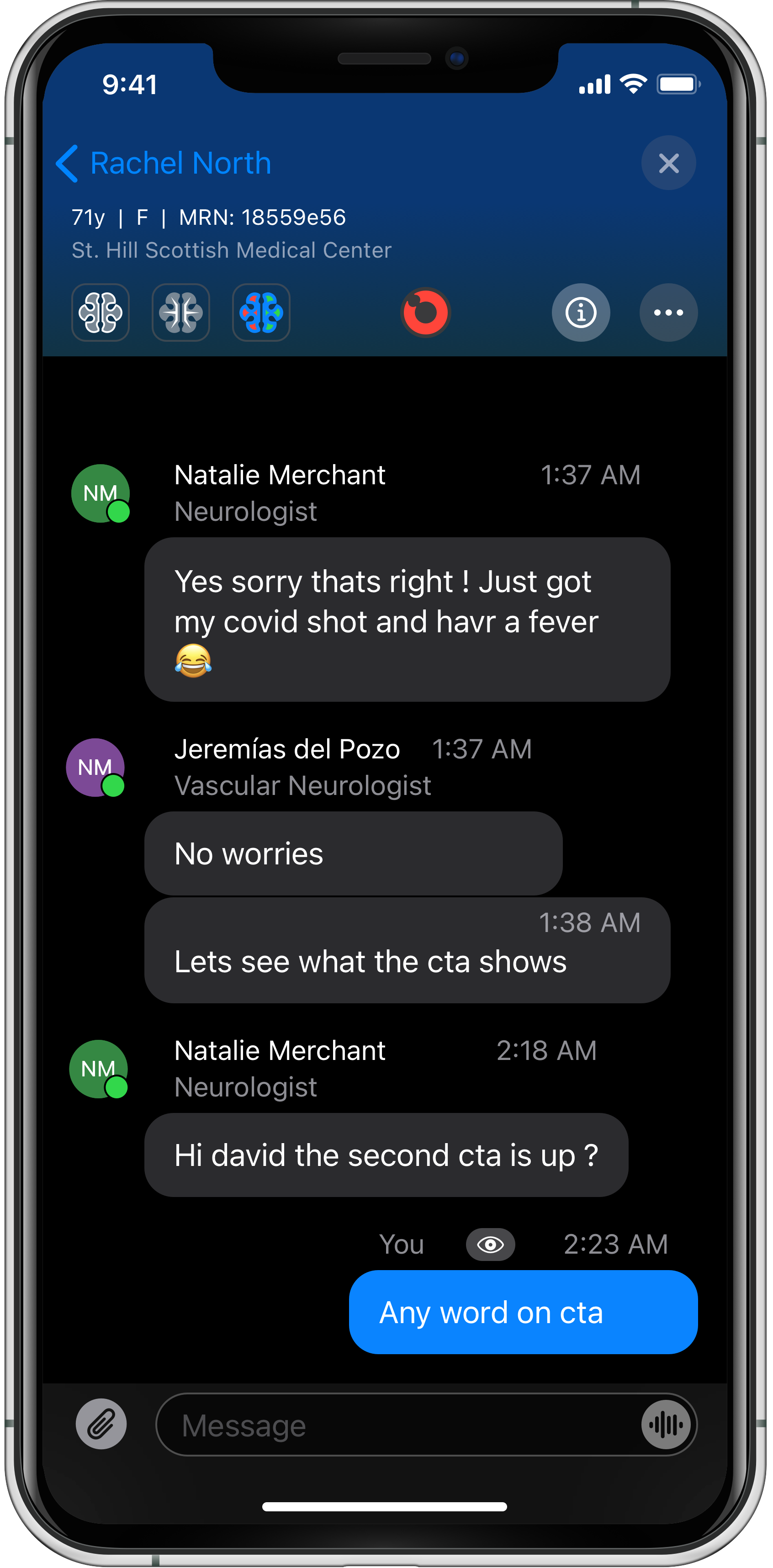 Viz app screen - patient list